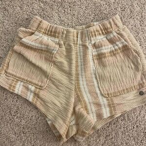 Roxy High Waist Beige Striped Shorts